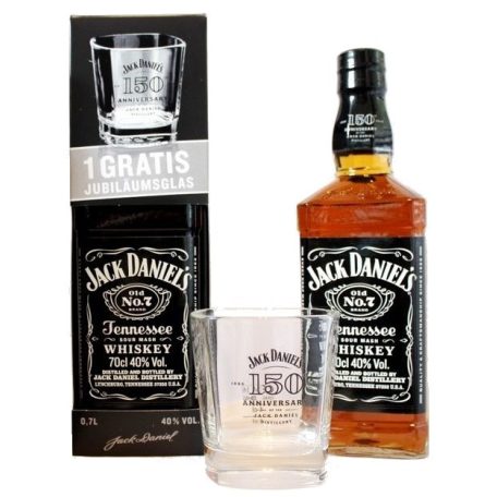 Jack Daniels Black/Fekete Label 0,7L 40% dd. + 2 pohár
