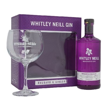Whitley Neill Rhubarb & Ginger/Rebarbara & Gyömbér Gin 0,7L 43% dd. + pohár