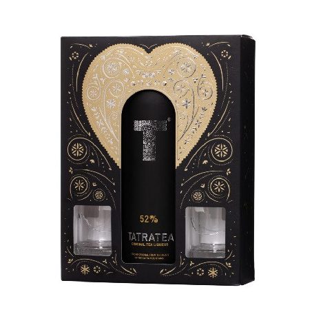 Tatratea -fekete- eredeti tea likőr 52% pdd. + 2 pohár