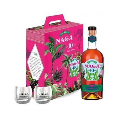 Naga Siam Edition 10 year old rum 40% pdd. + 2 pohár