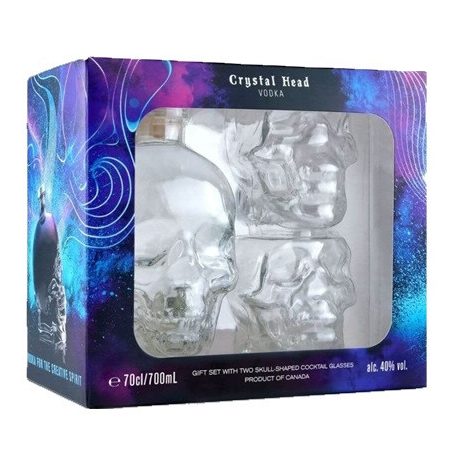 Crystal Head vodka 0,7 40% + 2 nagyobb (3,55 dl) pohár pdd.