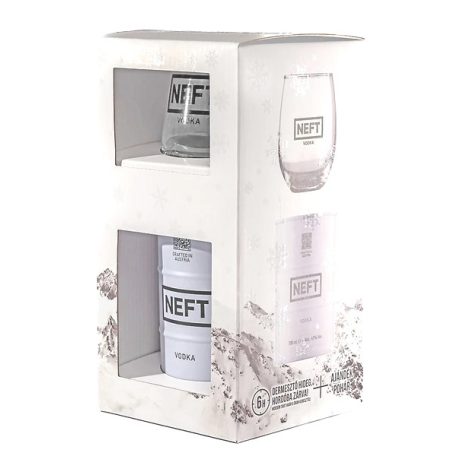 Neft Vodka (fehér hordó) 0,7 40% pdd. + pohár