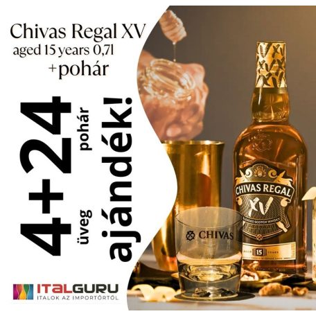Chivas Regal XV 0,7L 4db  + 24db pohár AKCIÓS CSOMAG