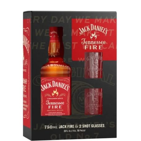 Jack Daniels Fire Cinnamon/Fahéj 0,7L 35% dd. + 2 pohár